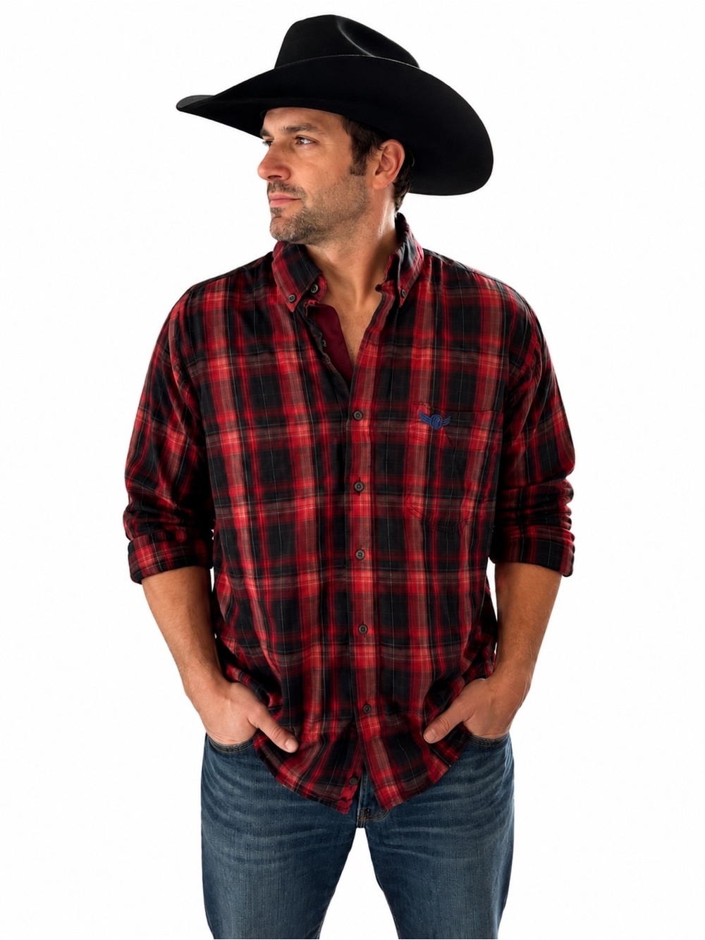 Ariat Relentless Men’s XXL Red Black Plaid Western Shirt Built for Speed